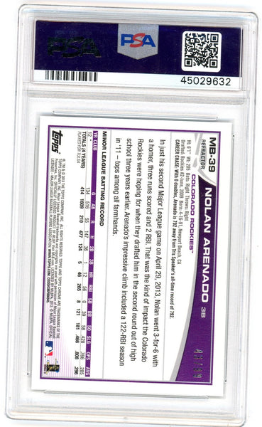 Nolan Arenado - 2013 Topps Chrome Update Black Refractor Rookie /99 PSA 8