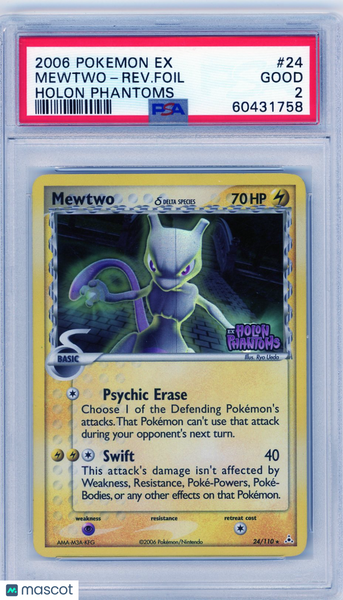2006 Pokemon EX Holon Phantoms Mewtwo-Rev. Foil Holon Phantoms PSA 2 #24