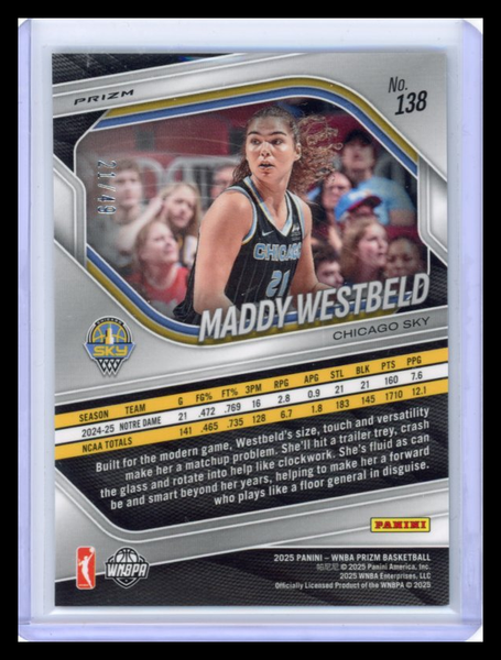 Maddy Westbeld - 2025 Panini Prizm WNBA Teal RC 21/49
