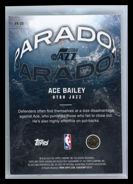 Ace Bailey - 2025 Topps Chrome Paradox RC