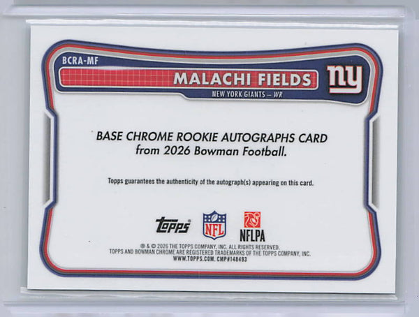 Malachi Fields - 2026 Bowman Chrome Rookie Auto