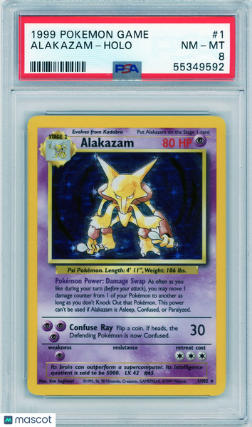 1999 Pokemon Game Alakazam Holo PSA 8 #1