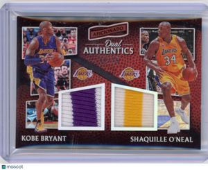 Shaquille O'Neal Kobe Bryant - 2016-17 Aficionado Dual Authentics Patch 8/25