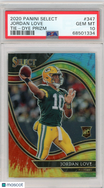 Jordan Love - 2020 Panini Select Tie Dye Prizm PSA 10 Rookie /25 #347