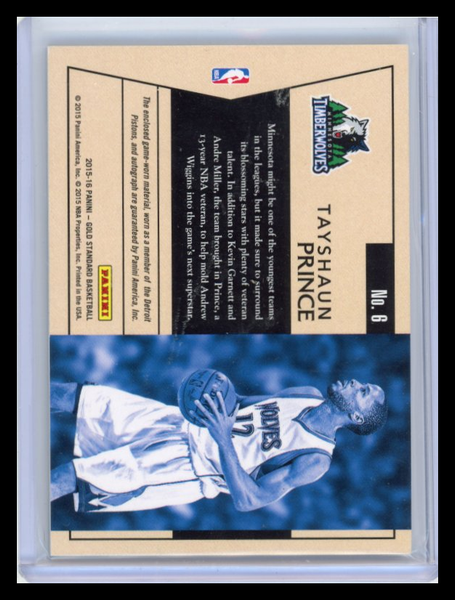 Tayshaun Prince - 2015-16 Panini Gold Standard Autograph Patch 16/25