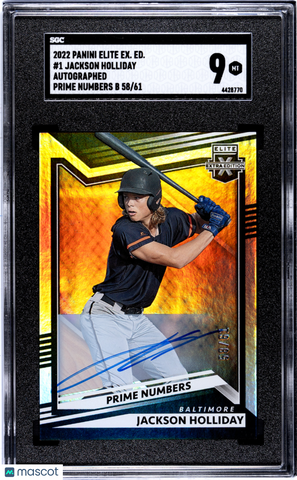 Jackson Holliday 2022 Panini Elite Extra Edition Autograph Rookie SGC 9 /61
