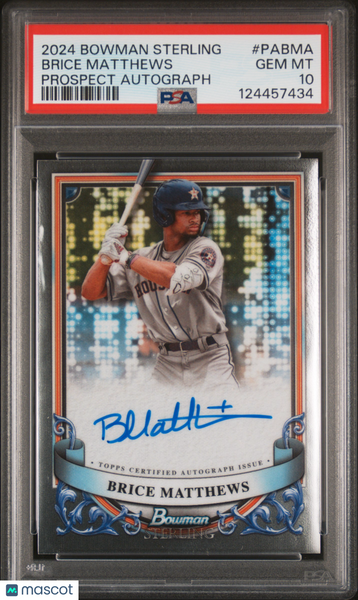 Brice Matthews - 2024 Bowman Sterling Prospect Autographs PSA 10