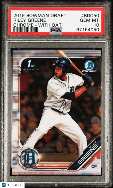Riley Greene - 2019 Bowman Draft Chrome With Bat PSA 10