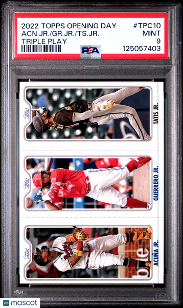 TS. JR. GR. JR. Acn. JR. - 2022 Topps Opening Day Triple Play PSA 9