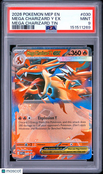 2026 Pokemon Mep EN-Me Black Star Promo Mega Charizard Y EX PSA 9 #030