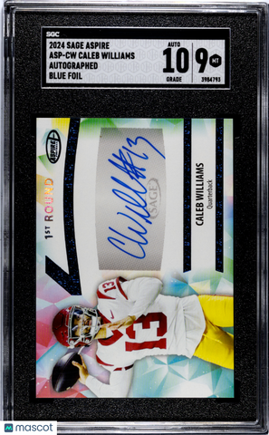 Caleb Williams - 2024 Sage Aspire SAGE Autograph Blue Foil SGC 9 ssp
