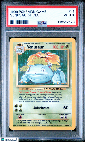 1999 Pokemon Game Venusaur Holo PSA 4 #15