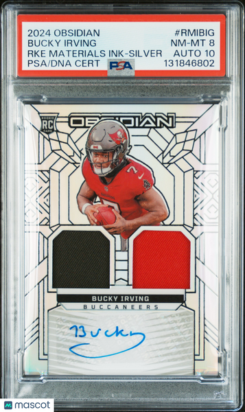 Bucky Irving - 2024 Panini Obsidian Rookie Materials Ink RKE Silver PSA 8 9/99