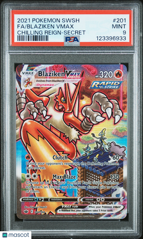 2021 Pokemon Sword & Shield Chilling Reign Blaziken VMAX #201 PSA 9