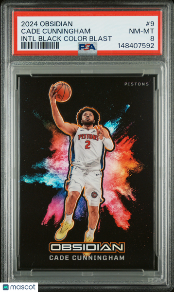 Cade Cunningham - 2024 Panini Obsidian International Black Color Blast PSA 8