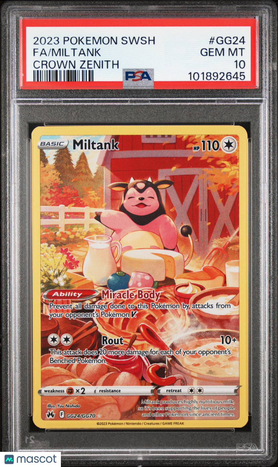 2023 Pokemon Sword And Shield Crown Zenith Miltank Fa #GG24 Crown Zenith PSA 10