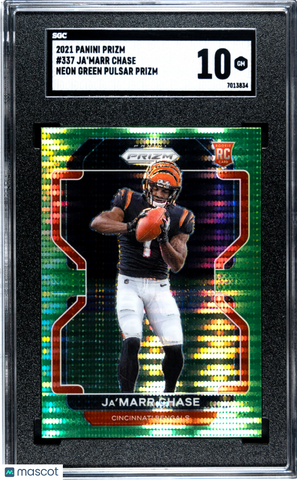 Ja'marr Chase - 2021 Panini Prizm Neon Green Pulsar SGC 10