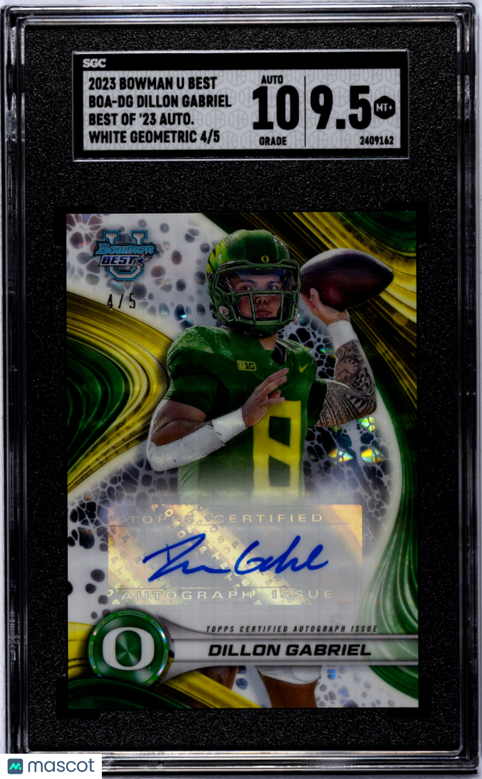 Dillon Gabriel 2023 Bowman Best Of 23 Auto White Geometric Refractor /5 SGC 9.5