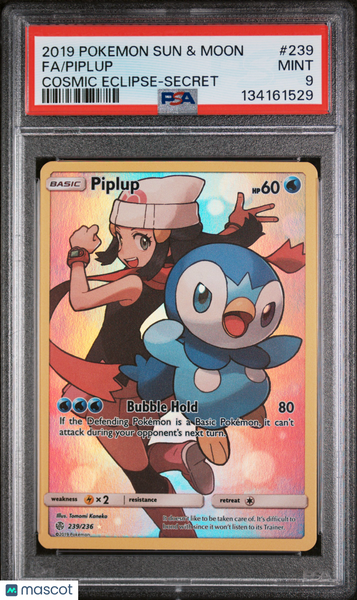 2019 Pokemon Sun Moon Cosmic Eclipse Piplup Fa Cosmic Eclipse Secret PSA 9 #239