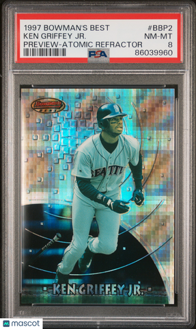 Ken Griffey JR. - 1997 Bowman's Best Preview Atomic Refractor PSA 8