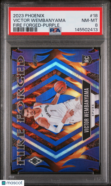 Victor Wembanyama - 2023 Panini Phoenix Fire Forged Purple PSA 8 Rookie /75