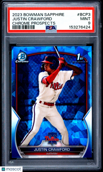 Justin Crawford - 2023 Bowman Sapphire Edition Chrome Prospects PSA 9