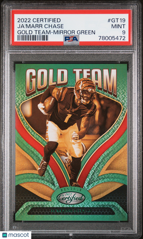 Ja'marr Chase - 2022 Panini Certified Gold Team Mirror Green PSA 9