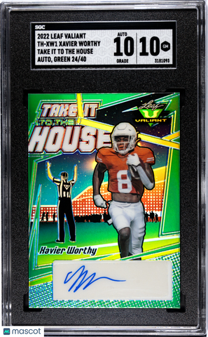 Xavier Worthy 2022 Leaf Valiant Take It To The House Autograph Green SGC 10 /40