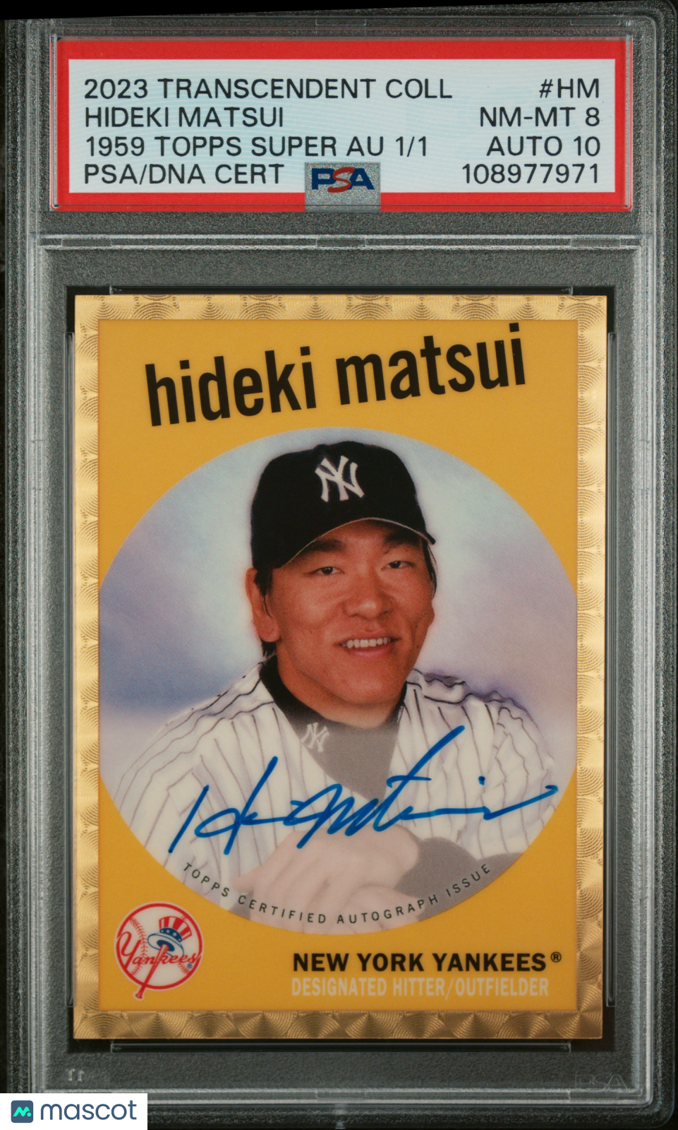 Hideki Matsui - 2023 Topps Transcendent 1959 Superfractor Autograph 1/1 PSA 8