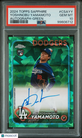 Yoshinobu Yamamoto - 2024 Topps Chrome Sapphire Autographs Green PSA 10 40/99