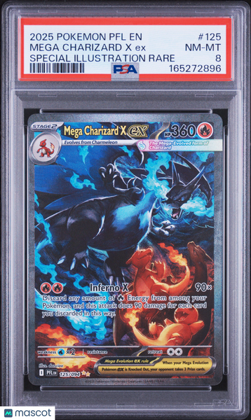 2025 Pokemon PFL EN-Phantasmal Flames Mega Charizard X EX SIR PSA 8 #125