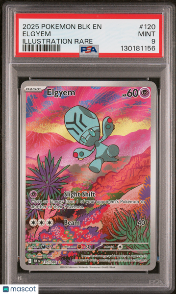 2025 Pokemon BLK EN-Black Bolt Elgyem Illustration Rare PSA 9 #120
