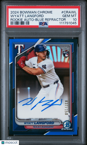 Wyatt Langford - 2024 Bowman Chrome Rookie Auto Blue Refractor PSA 10 /150