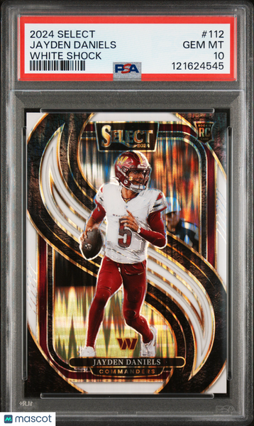 Jayden Daniels - 2024 Panini Select White Shock Rookie #112 187/199 PSA 10