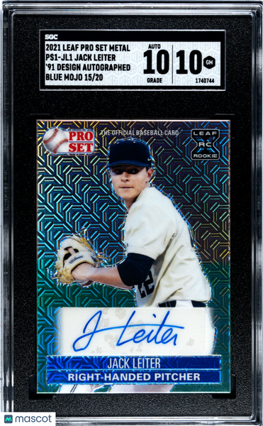 Jack Leiter - 2021 Leaf Pro Set Metal '91 Design Autograph Blue Mojo SGC 10 /20