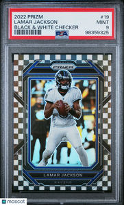 Lamar Jackson - 2022 Panini Prizm Black & White Checker #19 PSA 9