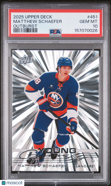 Matthew Schaefer - 2025 Upper Deck Outburst PSA 10