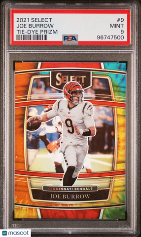 Joe Burrow - 2021 Panini Select Tie Dye Prizm PSA 9