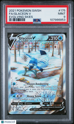 2021 Pokemon Sword & Shield Evolving Skies Glaceon V Fa #175 Evolving Skies PSA 9