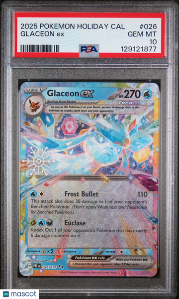 2025 Pokemon Holiday Calendar Glaceon EX PSA 10 #026