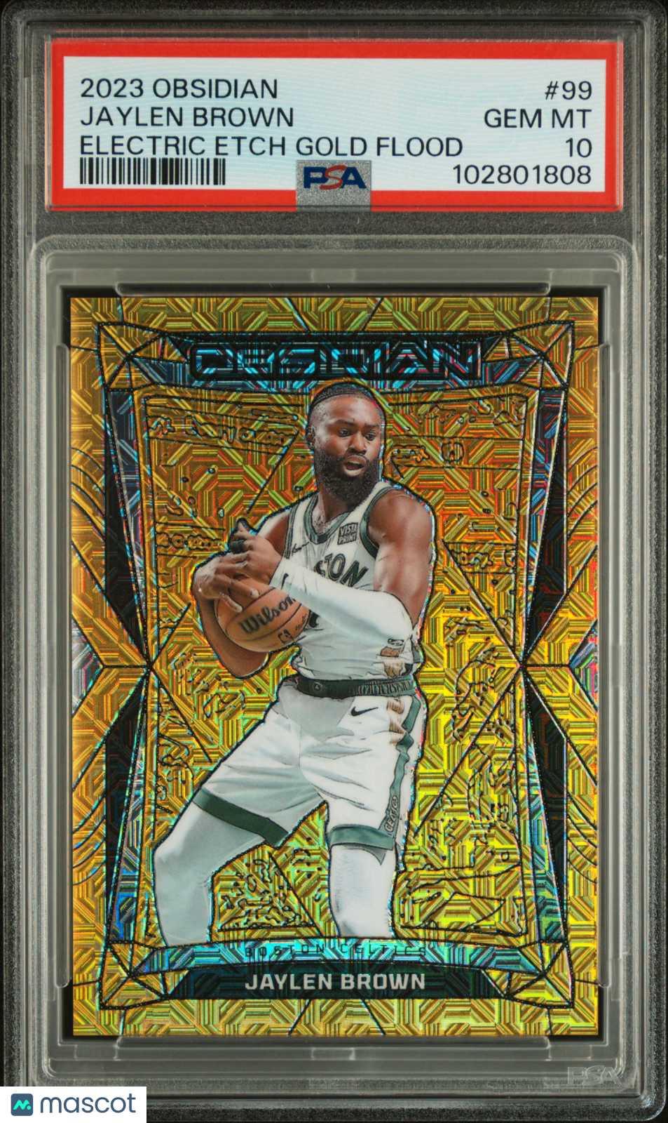 Jaylen Brown - 2023 Panini Obsidian Electric Etch Gold Flood PSA 10 04/10