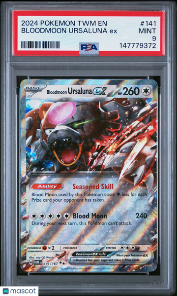 2024 Pokemon TWM EN-Twilight Masquerade Bloodmoon Ursaluna EX PSA 9 #141