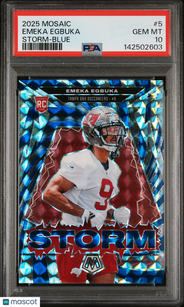 Emeka Egbuka - 2025 Panini Mosaic Storm Blue Rookie 95/99 PSA 10