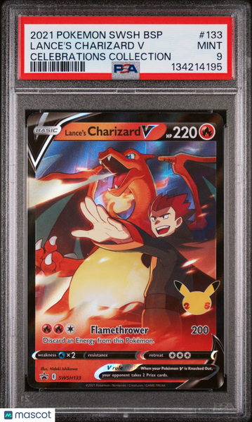 2021 Pokemon Swsh Black Star Promo Lance's Charizard V Celebrations Collection PSA 9 #133