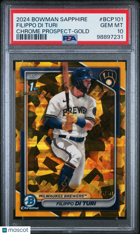 Filippo DI Turi - 2024 Bowman Sapphire Edition Chrome Prospect Gold PSA 10 16/50