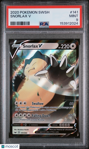 2020 Pokemon Sword & Shield Snorlax V PSA 9 #141