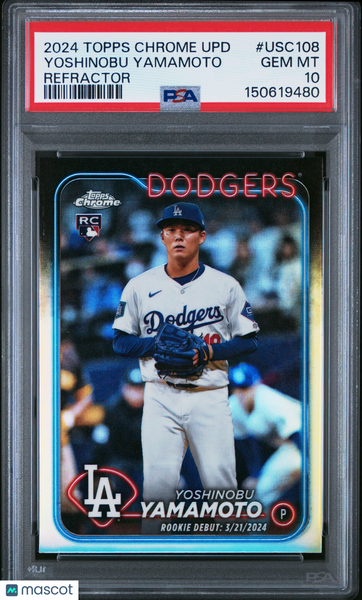 Yoshinobu Yamamoto - 2024 Topps Chrome Update Refractor PSA 10