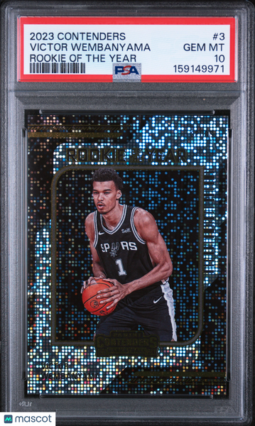 Victor Wembanyama - 2023 Panini Contenders Rookie Of The Year Contenders PSA 10