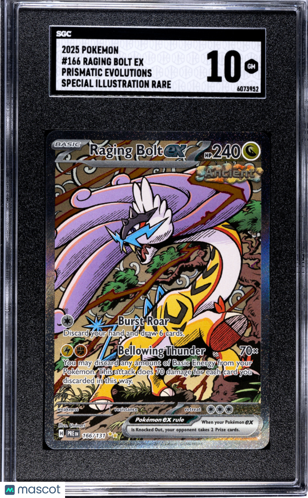 Pokémon TCG Raging Bolt EX #166 SGC 10