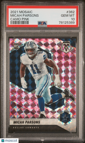 Micah Parsons - 2021 Panini Mosaic Camo Pink PSA 10